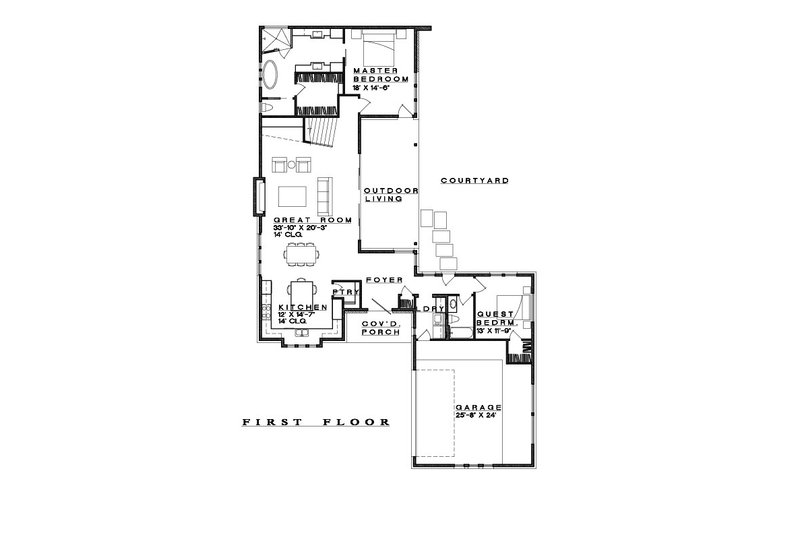House Blueprint - Floor Plan - Main Floor for Prairie House Plan #935-27 - 4 bed, 4 bath
