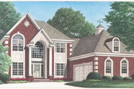 Exterior - Front Elevation for European House Plan #34-136 - 4 bed, 2.5 bath