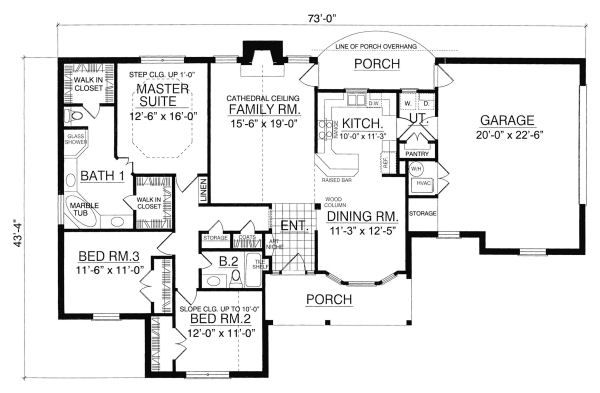 Country Floor Plan - Main Floor Plan #40-376