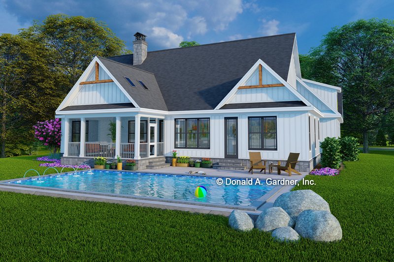 Architectural House Design - Exterior - Rear Elevation for Ranch House Plan #929-1164 - 4 bed, 2.5 bath