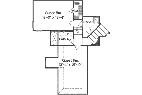 Floor Plan - Upper Floor for Mediterranean House Plan #135-136 - 5 bed, 5.5 bath