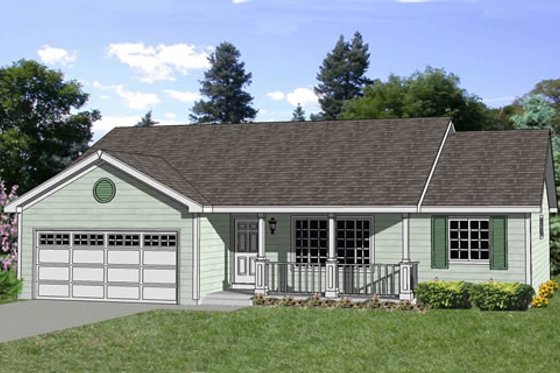 Exterior - Front Elevation for Ranch House Plan #116-243 - 3 bed, 2 bath