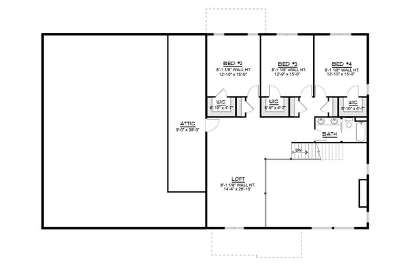 Architectural House Design - Barndominium Floor Plan - Upper Floor Plan #1064-100