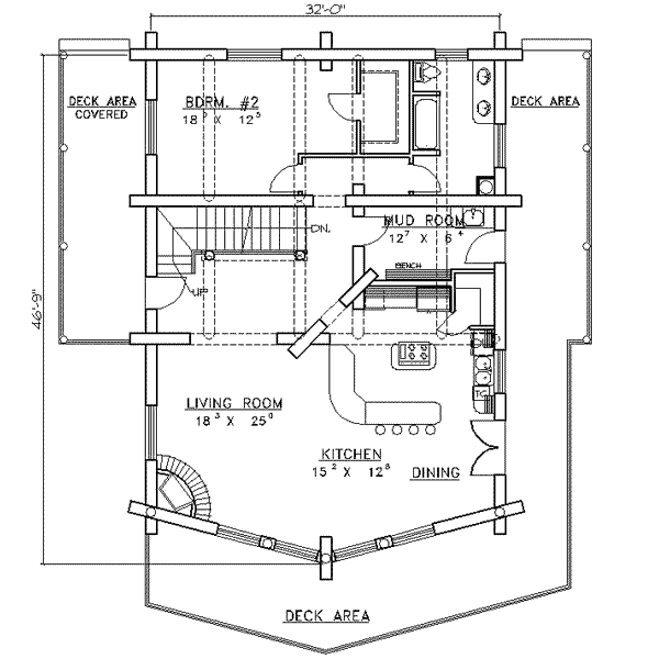 Architectural House Design - Log Floor Plan - Main Floor Plan #117-103