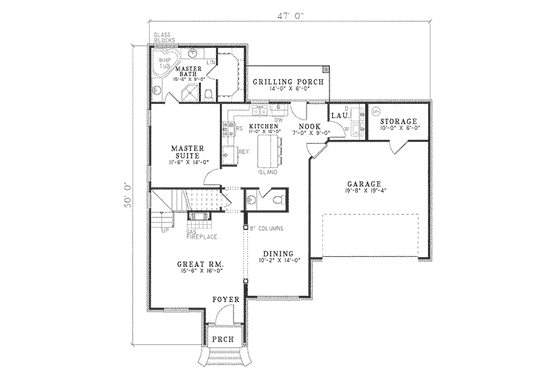 Floor Plan - Main Floor for Traditional House Plan #17-266 - 3 bed, 2.5 bath