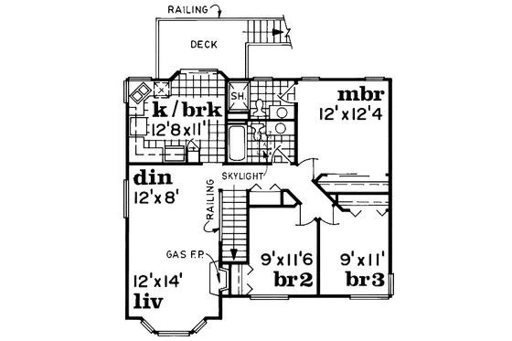 Floor Plan - Upper Floor for Traditional House Plan #47-579 - 3 bed, 2 bath