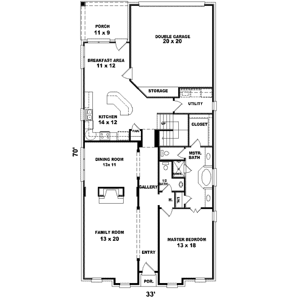 Colonial Floor Plan - Main Floor Plan #81-529