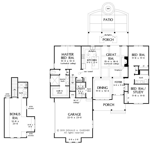 House Blueprint - Ranch Floor Plan - Main Floor Plan #929-1100