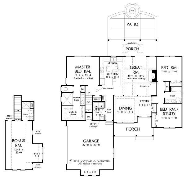 Ranch Floor Plan - Main Floor Plan #929-1100