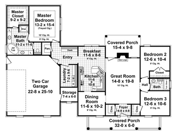 Home Plan - Southern Floor Plan - Main Floor Plan #21-333