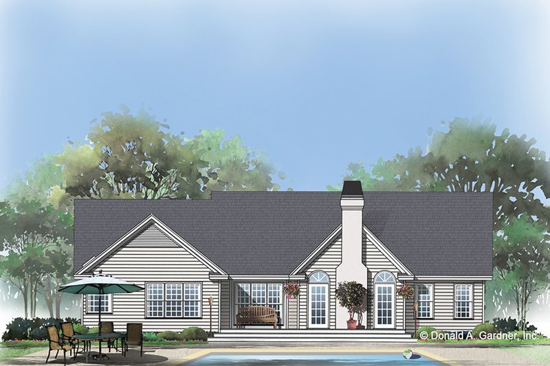 Architectural House Design - Exterior - Rear Elevation for Country House Plan #929-168 - 3 bed, 2 bath