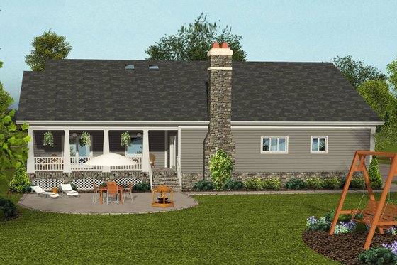Exterior - Rear Elevation for Craftsman House Plan #56-711 - 4 bed, 3 bath