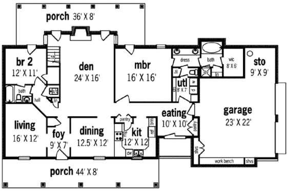 Floor Plan - Main Floor for Mediterranean House Plan #45-242 - 4 bed, 4 bath