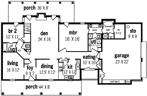 Architectural House Design - Mediterranean Floor Plan - Main Floor Plan #45-242