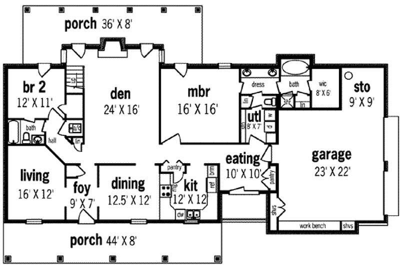 Home Plan - Floor Plan - Main Floor for Mediterranean House Plan #45-242 - 4 bed, 4 bath