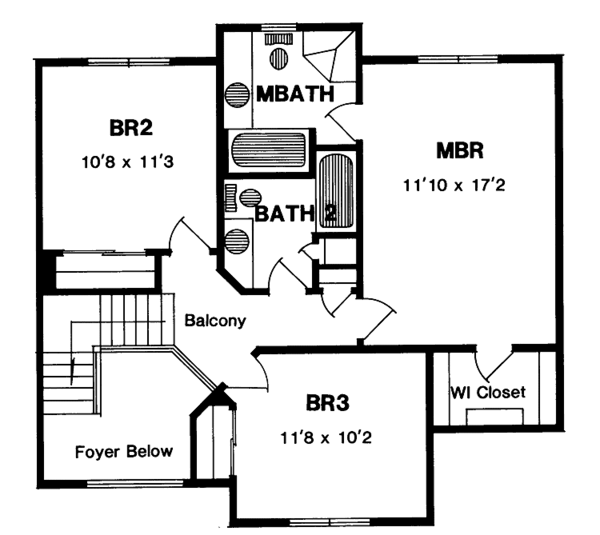 Architectural House Design - Traditional Floor Plan - Upper Floor Plan #316-145