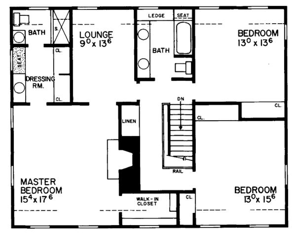 Architectural House Design - Classical Floor Plan - Upper Floor Plan #72-680