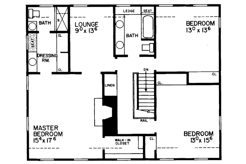 Home Plan - Floor Plan - Upper Floor for Classical House Plan #72-680 - 3 bed, 2.5 bath