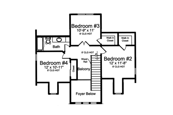 Floor Plan - Upper Floor for Traditional House Plan #46-852 - 4 bed, 2.5 bath