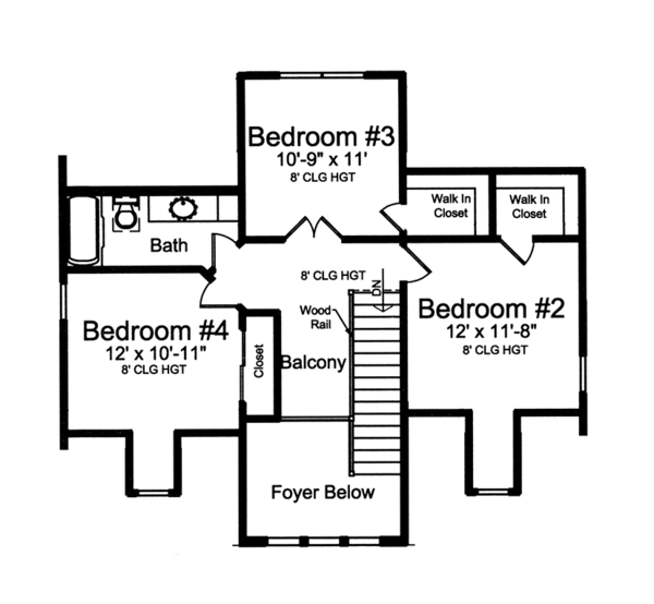 Traditional Floor Plan - Upper Floor Plan #46-852