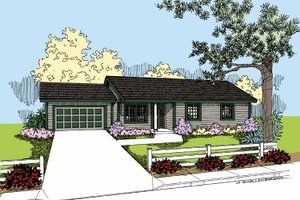 Ranch Exterior - Front Elevation Plan #60-1022