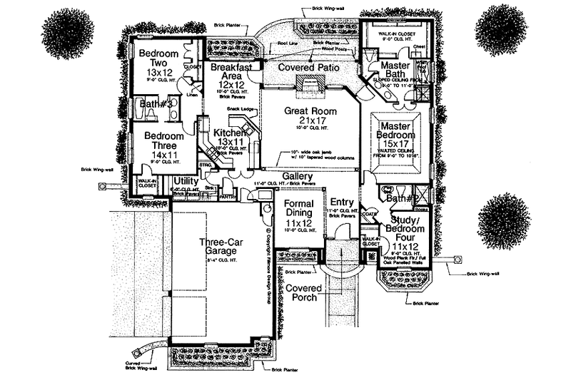 Home Plan - Floor Plan - Main Floor for Country House Plan #310-1150 - 4 bed, 3 bath