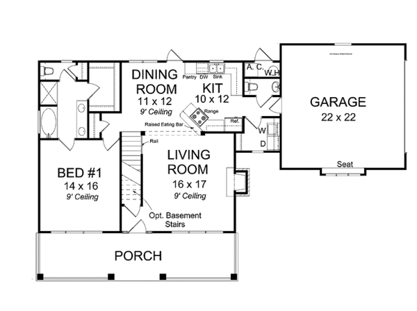 House Design - Country Floor Plan - Main Floor Plan #513-2141