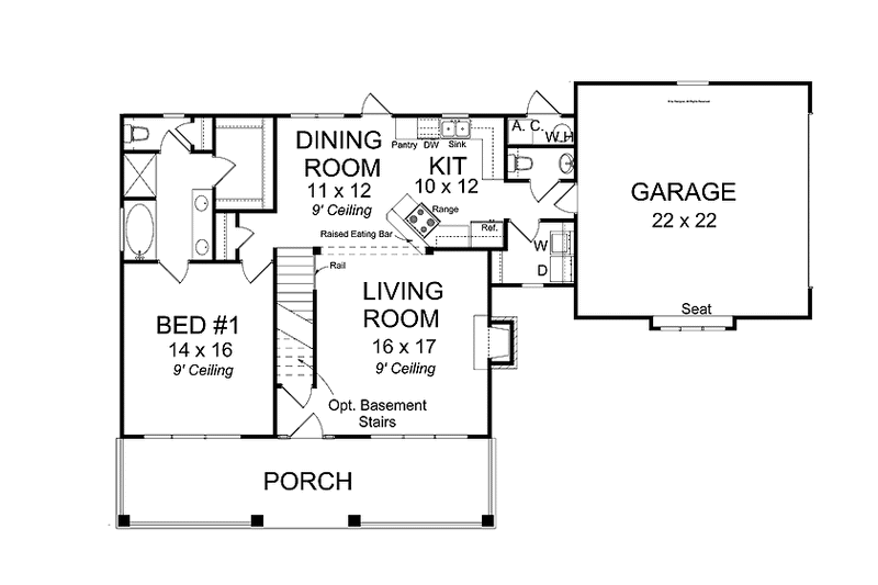 Dream House Plan - Floor Plan - Main Floor for Country House Plan #513-2141 - 3 bed, 2.5 bath