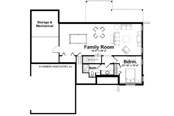 Floor Plan - Lower Floor for Craftsman House Plan #928-123 - 4 bed, 2.5 bath