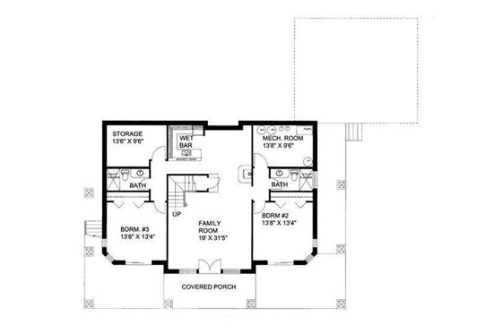 Floor Plan - Lower Floor for Ranch House Plan #117-877 - 3 bed, 3.5 bath