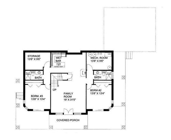Ranch Floor Plan - Lower Floor Plan #117-877