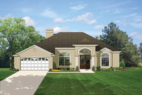 Exterior - Front Elevation 3 for Mediterranean House Plan #1058-42 - 3 bed, 2 bath