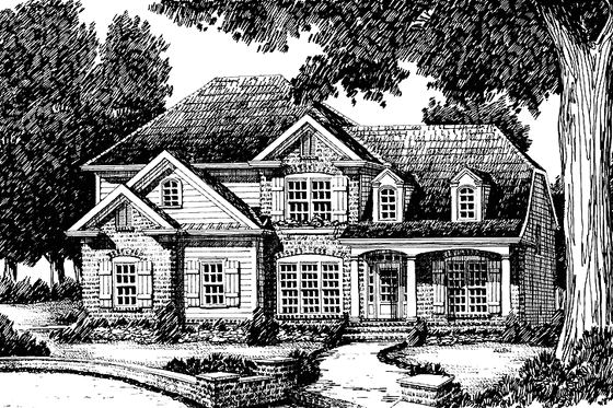 Exterior - Front Elevation 3 for Country House Plan #927-602 - 4 bed, 3 bath