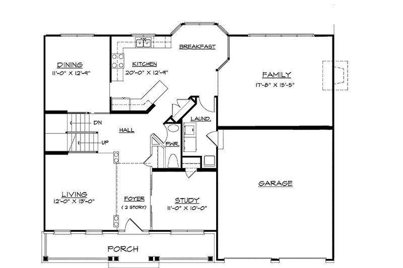 Home Plan - Floor Plan - Main Floor for Colonial House Plan #320-906 - 4 bed, 2.5 bath