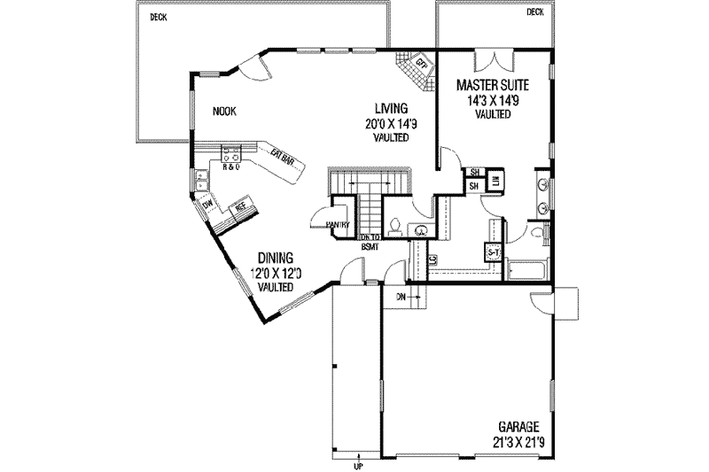 Home Plan - Floor Plan - Main Floor for Contemporary House Plan #60-603 - 3 bed, 2.5 bath