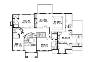 Floor Plan - Upper Floor for European House Plan #67-619 - 4 bed, 4.5 bath