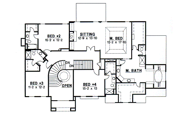 European Floor Plan - Upper Floor Plan #67-619