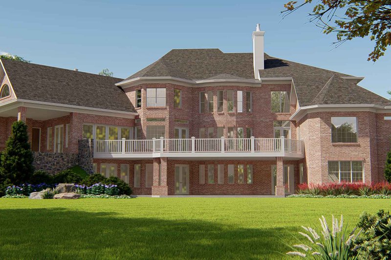 Home Plan - Exterior - Rear Elevation for European House Plan #54-425 - 4 bed, 4.5 bath