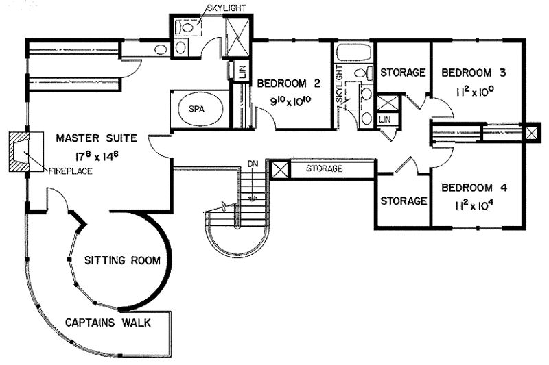 Home Plan - Floor Plan - Upper Floor for Victorian House Plan #60-794 - 5 bed, 3 bath