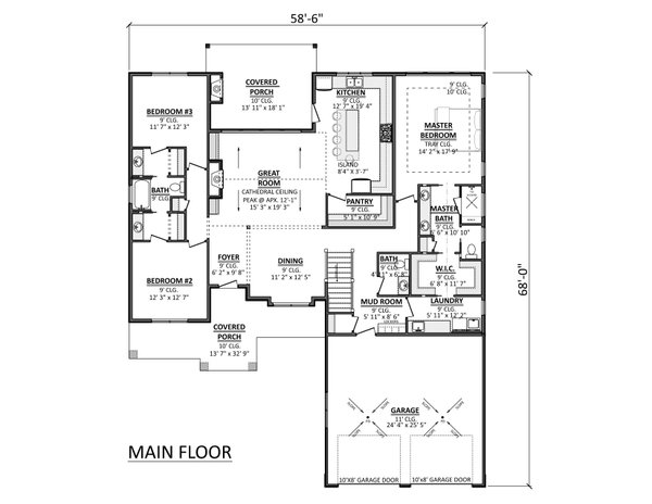 Home Plan - Floor Plan - Main Floor for Craftsman House Plan #1089-63 - 3 bed, 2.5 bath