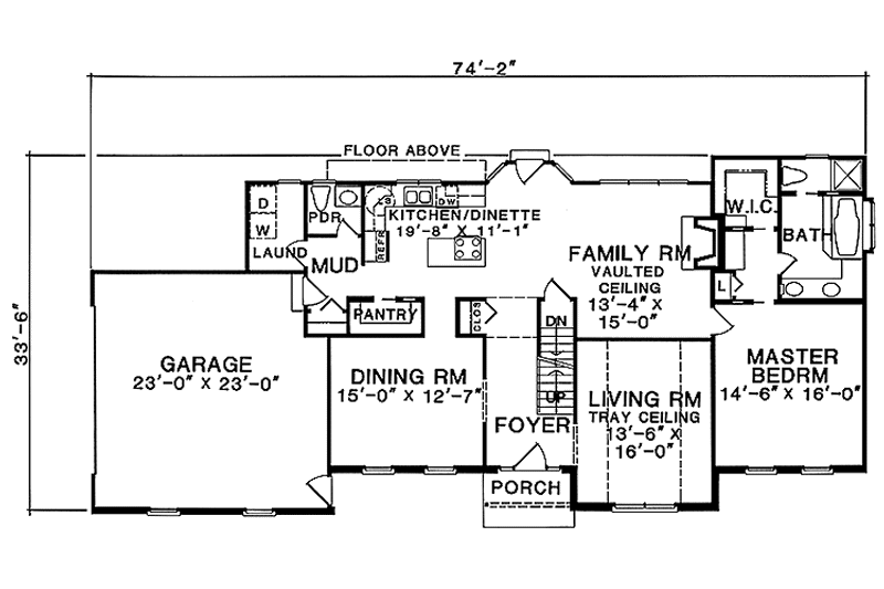 Home Plan - Floor Plan - Main Floor for Traditional House Plan #1001-87 - 3 bed, 2.5 bath