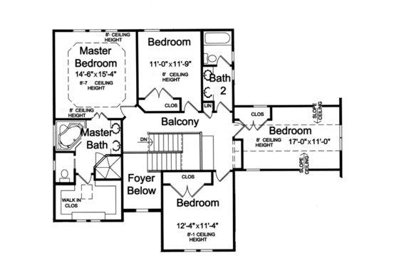 Floor Plan - Upper Floor for Craftsman House Plan #46-835 - 4 bed, 2.5 bath