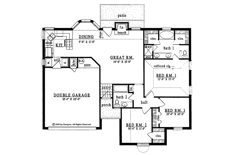 Home Plan - Floor Plan - Main Floor for European House Plan #42-548 - 3 bed, 2 bath