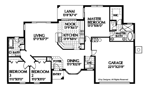 Architectural House Design - Ranch Floor Plan - Main Floor Plan #999-34