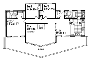 Floor Plan - Main Floor for Cabin House Plan #47-871 - 3 bed, 2 bath