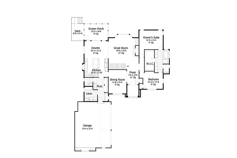 Home Plan - Floor Plan - Main Floor for European House Plan #51-1066 - 3 bed, 2.5 bath