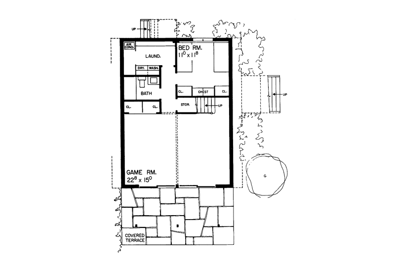 Home Plan - Floor Plan - Lower Floor for Contemporary House Plan #72-546 - 2 bed, 2 bath