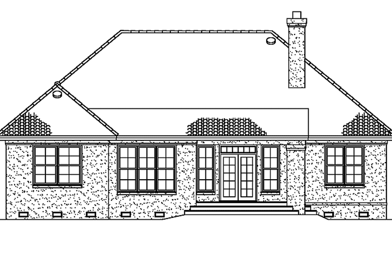 Home Plan - Exterior - Rear Elevation for Mediterranean House Plan #929-590 - 3 bed, 2 bath