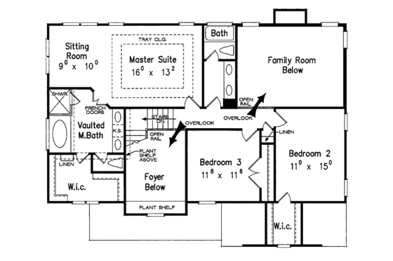 Floor Plan - Upper Floor for Colonial House Plan #927-218 - 3 bed, 2.5 bath