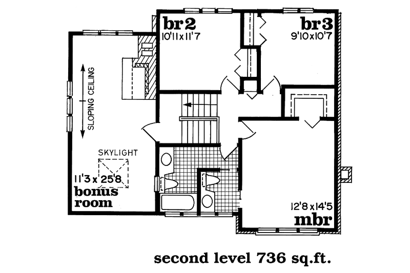 Home Plan - Floor Plan - Upper Floor for Tudor House Plan #47-963 - 3 bed, 1 bath